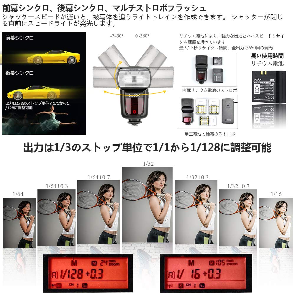 Authorized Agent Japanese Instruction GODOX V860IIS Strobe for Sony GN60 TTL HSS 650 Full Power Shots Seconds Recycle Time Battery Camera Flash