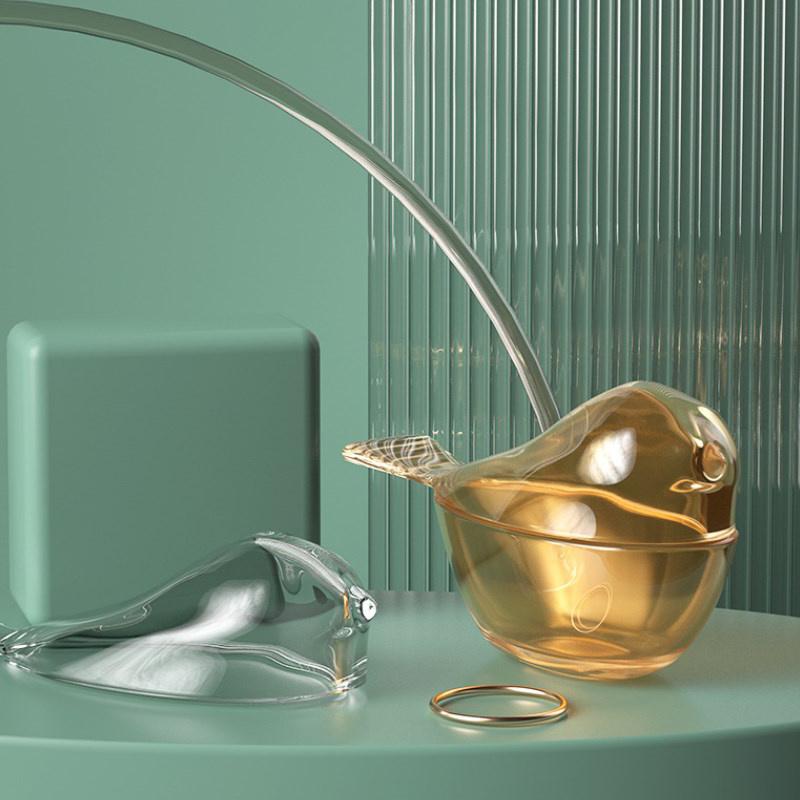 12*7*7cm1pc amber glass bird jewelry storage jar,dressing table earring ring sorting Nordic style storage box.