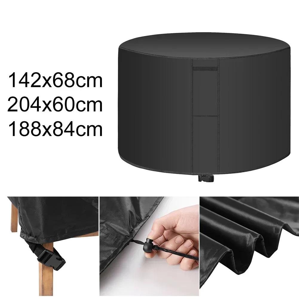 Outdoor Table Cover Round Furniture Cover Adjustable Drawstring Compact Storage Bag Easy To Clean Material Patio Decoration