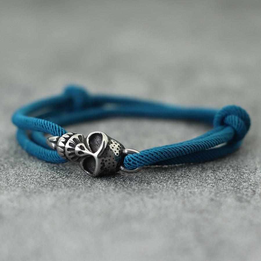 

New Gothic Skull Bracelet For Men Handmade Sliding Adjustable 3mm Thin String Braslet Easy Hook Pirate Nautical Braclet Pulseria