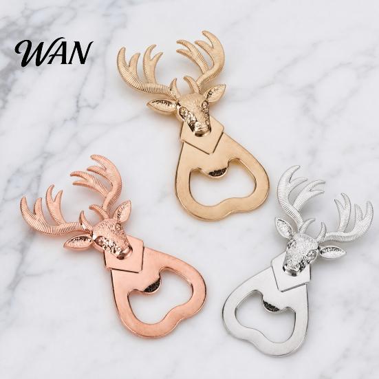 Deer Head Bottle Opener Opener, Creative Beer with Puns "One Outdoor Camping You" Meaning, Zinc Alloy Wedding Favor Gift for Groomsmen 3D