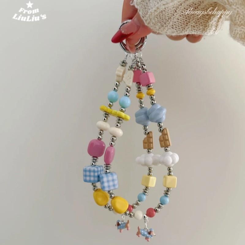 Cartoon Dachshund Phone Chain With Beaded Pvc Strap For Cute Mobile Accessories