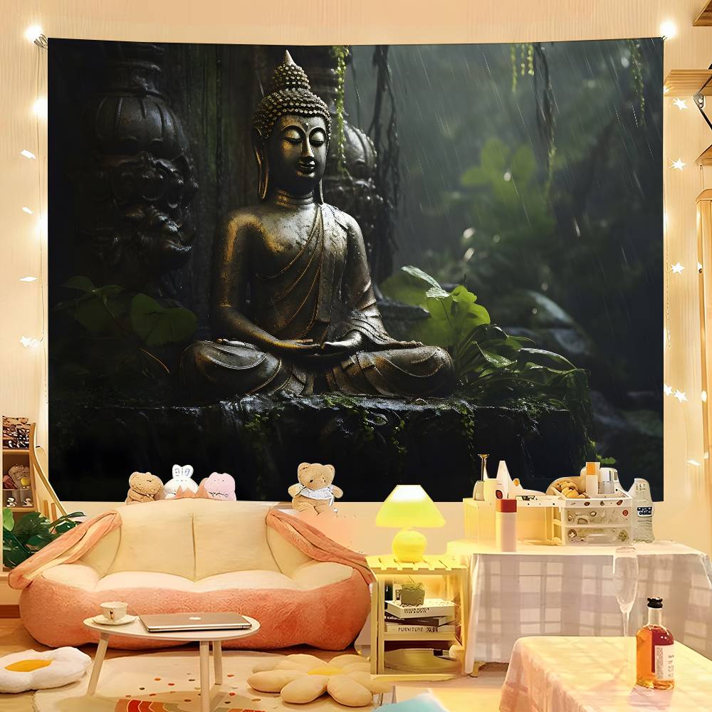 

1pc Religious Buddha Statue Colorful Hippie Psychedelic Bedroom Dorm Decor Aesthetic 74x94cm(29x37in)
