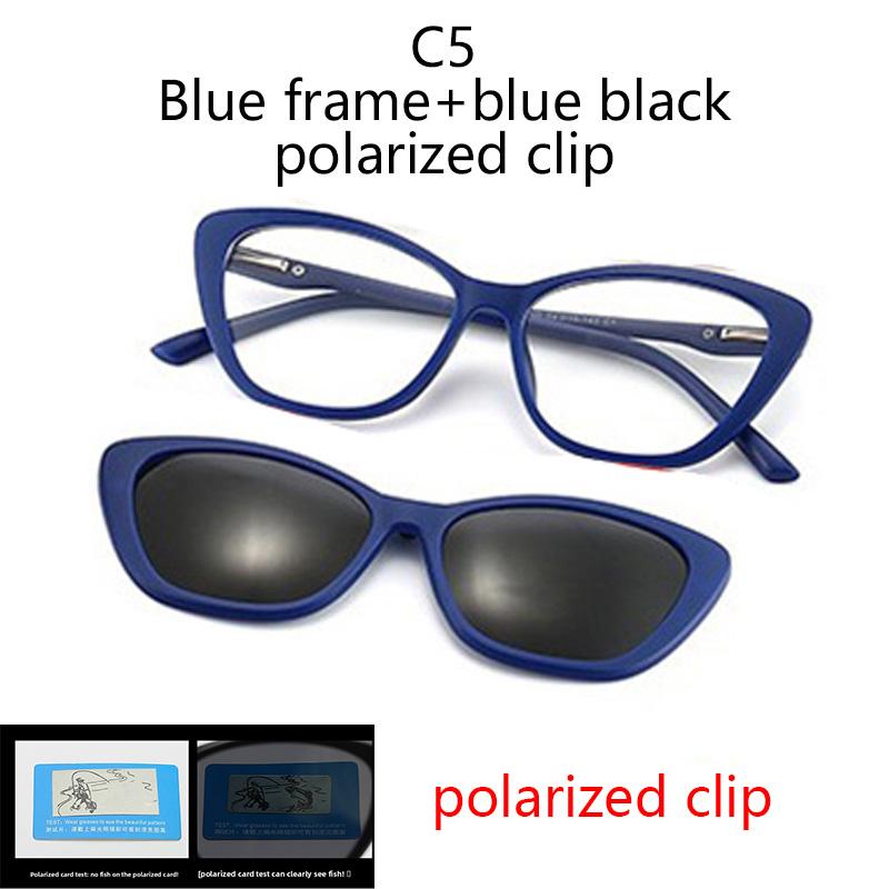2 In 1 Spring Metal Hinge Magnetic Snap-on Sunglasses Polarized Clip Night Vision Glasses Nearsighted Sunglasses Cat Eye