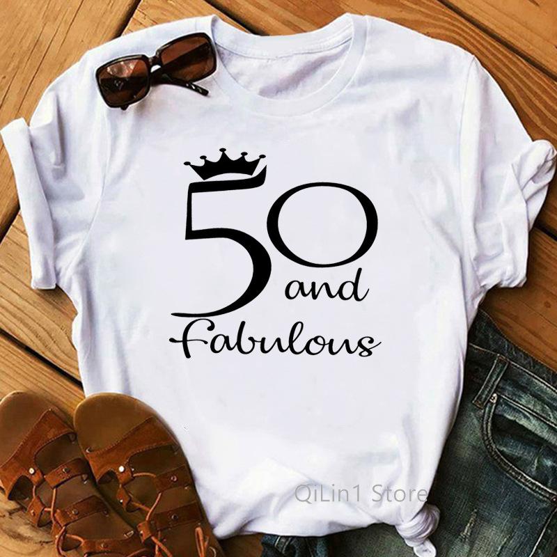 Europe and The United States Womens 50th Birthday Blouse Half Sleeve A Generation of Hair Tshirt Crewneck Tshirt Women Tops