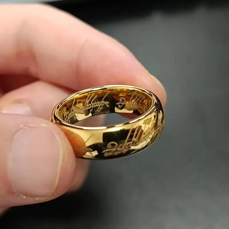 Fashionable Men'S Ring Premium Titanium Steel, Gold Plated, Fade-Resistant, Stylish Men'S Accessory