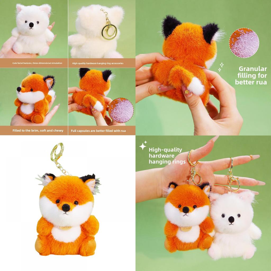 Niedliche Tier Fuchs Puppe mit Polyesterfüllung für Kinder Rucksack Zubehör