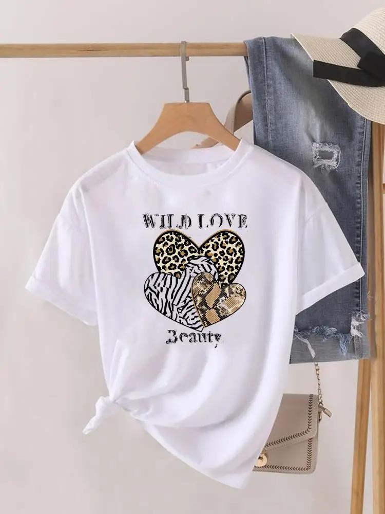 Love Heart Print Clothes Graphic Tshirt Fashion Print Summer Unisex Trend Sweet Short Sleeve Lady Female Shirt Tee