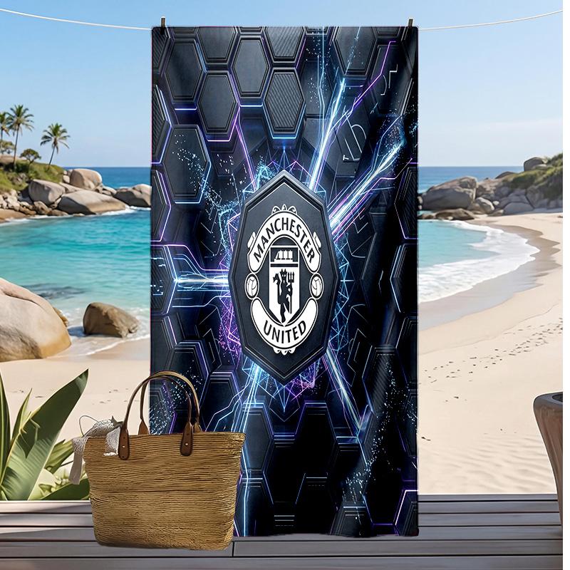 Πετσέτα Θαλάσσης με Σχέδιο Manchester United Γρήγορου Στεγνώματος Μαλακή Πετσέτα Φορητό Μεγάλο Ορθογώνιο Κάλυμμα Παραλίας για Ταξίδια Πισίνα