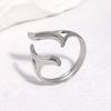 Middle Finger Ring Opening Adjustable Fit Women Ring Stainless Steel Texture Curved Geometric Shape Finger Band Jewelry Gift
