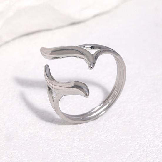 Middle Finger Ring Opening Adjustable Fit Women Ring Stainless Steel Texture Curved Geometric Shape Finger Band Jewelry Gift