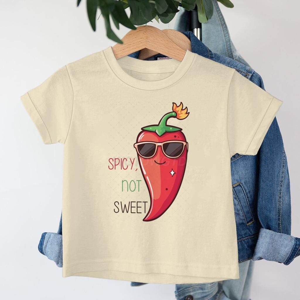 Funny Chili Tshirts for Children Chili Spicy Not Sweet Graphic Design Kids Tshirt Cartoon Clothes Child Girl Boy Casual Tops