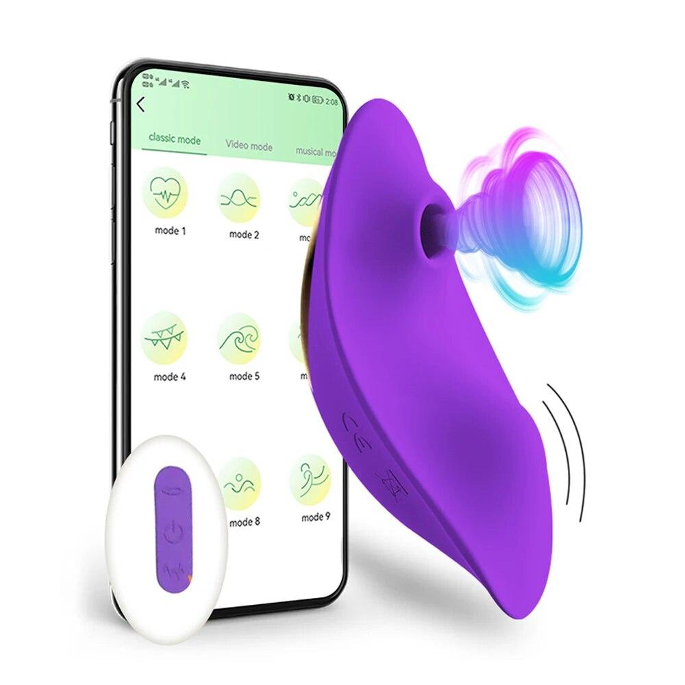 APP Bluetooth Sucking Vibrator Female Wearable Clit Sucker Clitoris Stimulator 2 In 1 Adult Goods Sex Toy for Women 's Panties