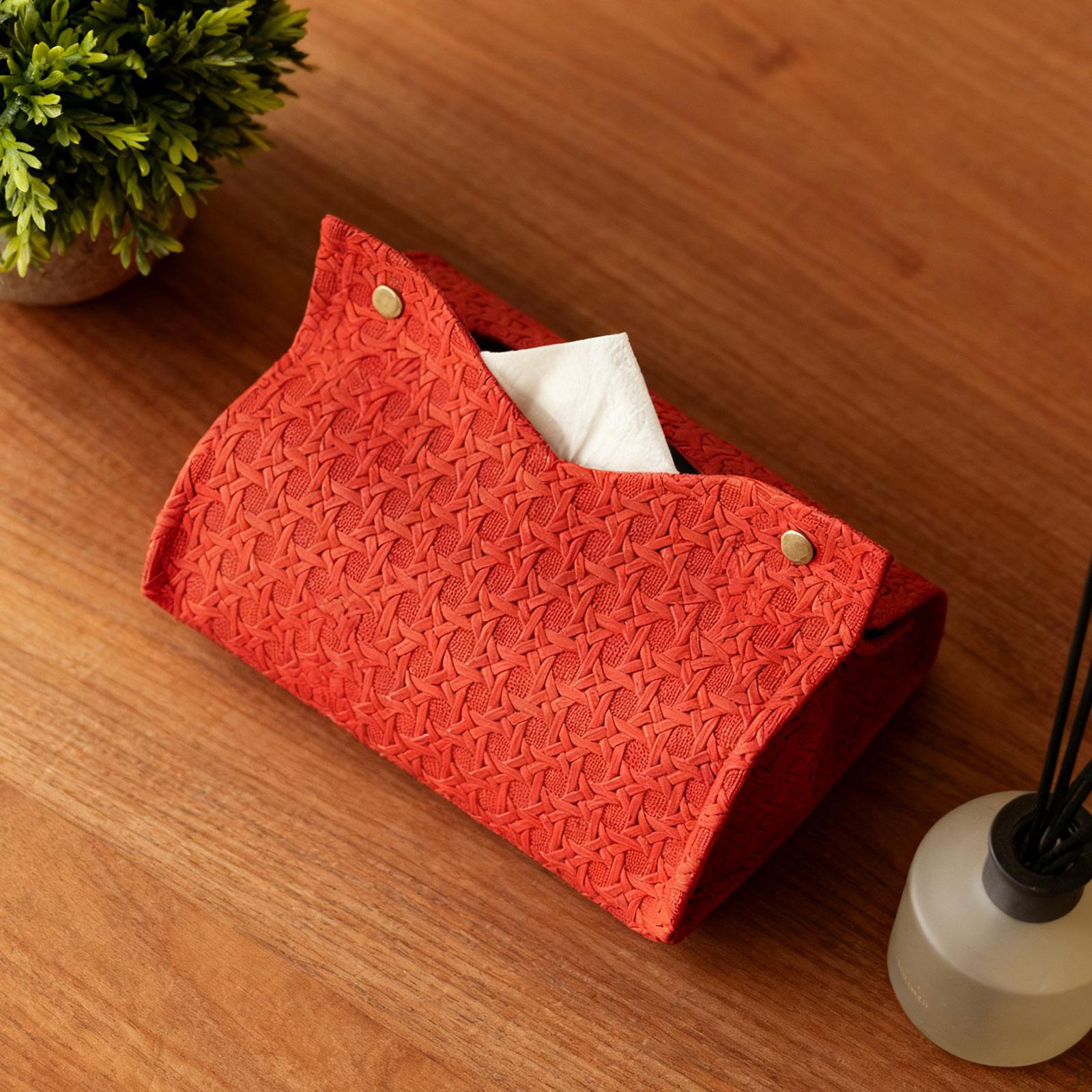 

Decorative PU Tissue Box Holder for Dresser And Bedroom Red