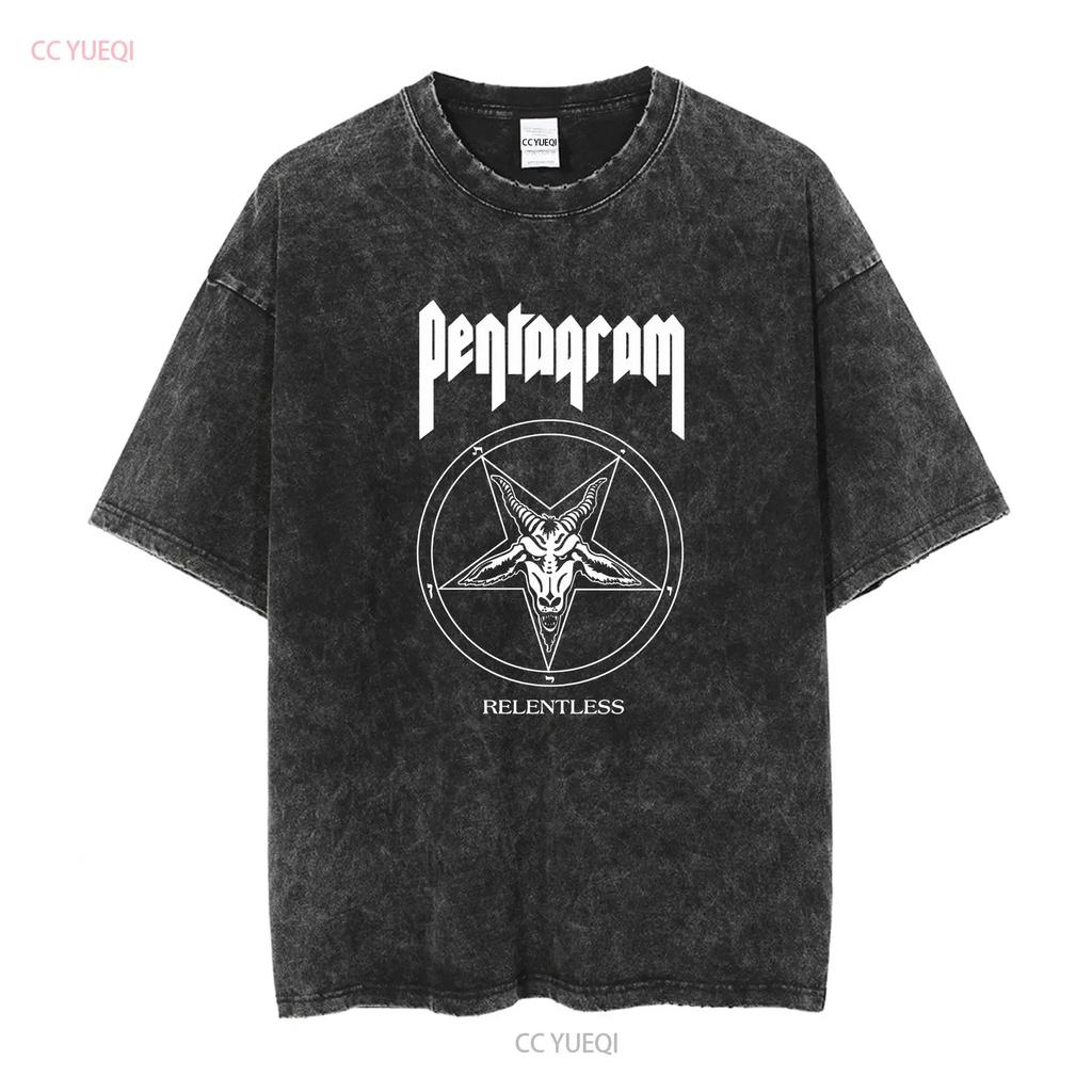 NWT Pentagram Relentless Band Metal Schwarz Herren T-Shirt Größe S 5XL Vintage Gewaschen Grafik Bequem Gestreckt Streetwear
