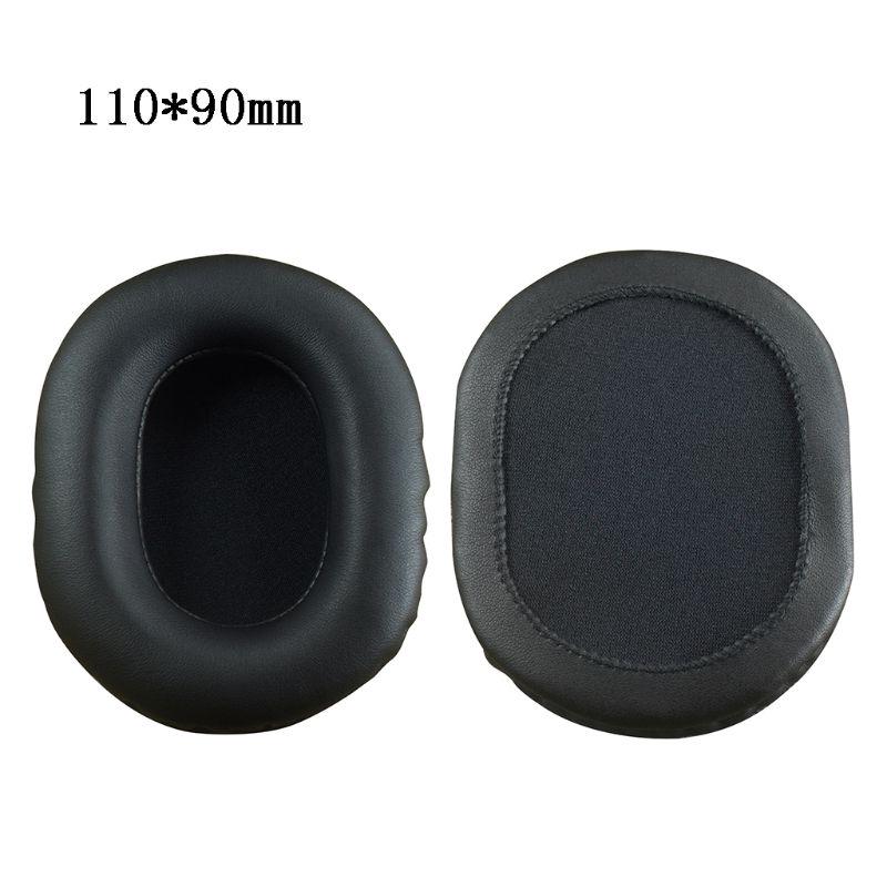 2PCS Square Oval Headphone Earpads Soft Leather Memory Foam Ear Cushion Cover