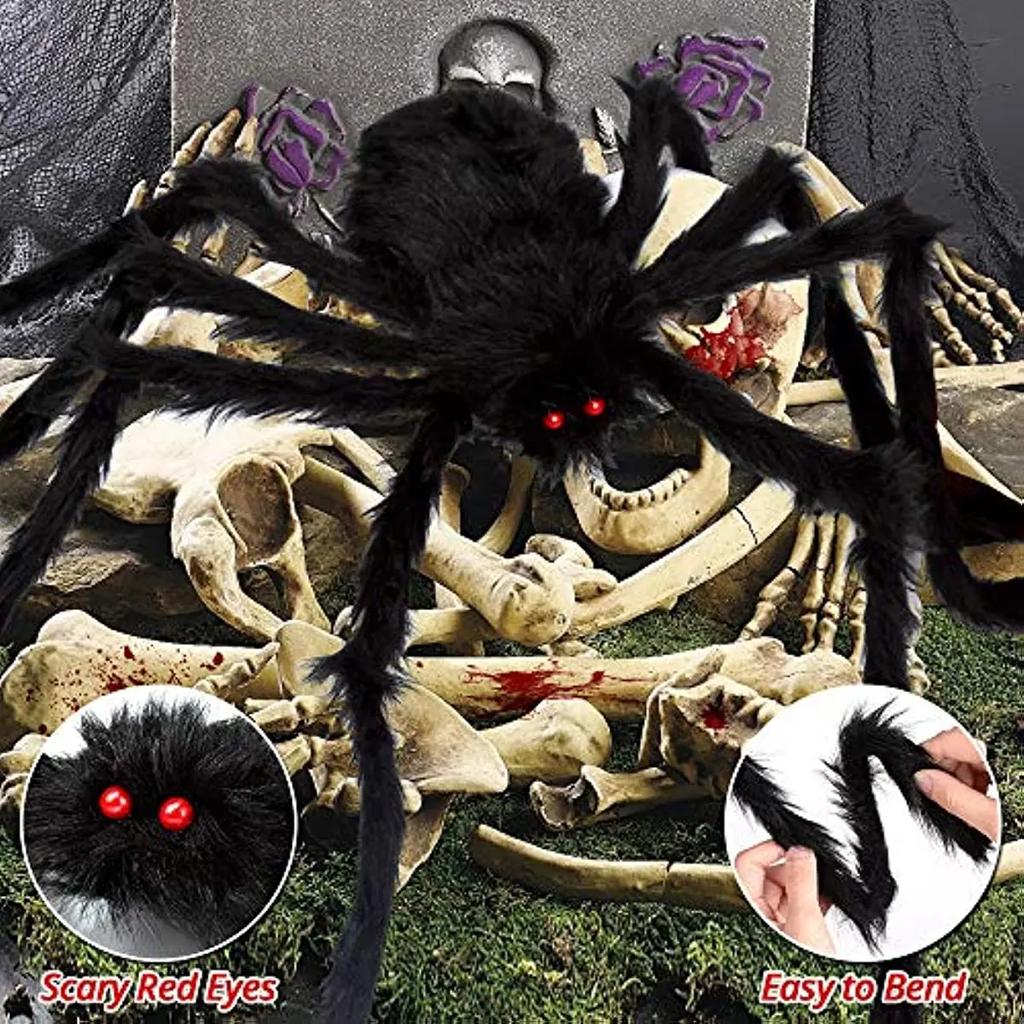 30cm/50cm/75cm/90cm/125cm/150cm/200cm Black Scary Spider Halloween Decor Haunted House Prop Indoor Outdoor Giant Decor Ornament