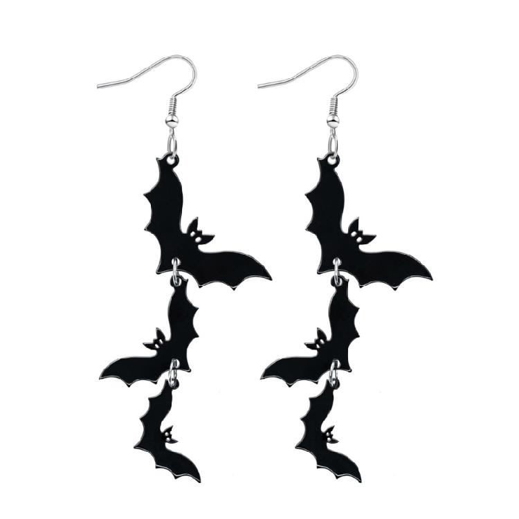 Layered Skull Bat Earrings Lightweight Acrylic Halloween Ear Pendant Jewelry For Women Spooky Costume Accessories