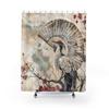 Japanese Crane Shower Curtain – Symbol of Longevity & Grace, Striking Decor for Bathroom, Wedding or Housewarming Gift