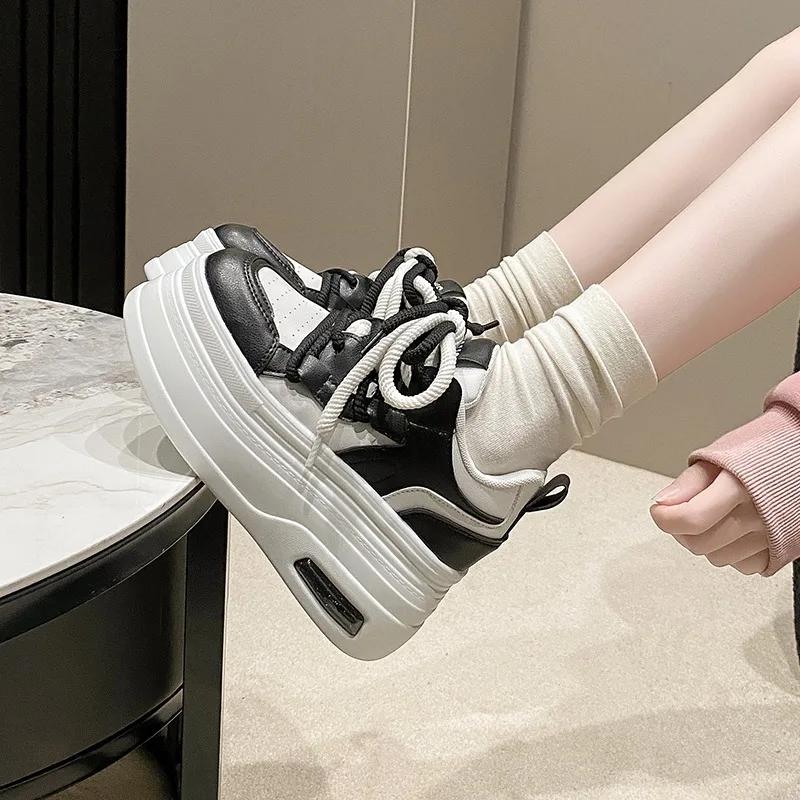 Fashion Hot Sales 8.5CM High Platform Sneakers Women Casual Sport Shoes Autumn Vulcanized Skateboard White Shoes Woman Chaussures Femme