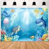 Underwater World Background Decor, Sea Background Banner, Seashell Decorations, Dolphins, Turtles, Underwater Photography Props3425