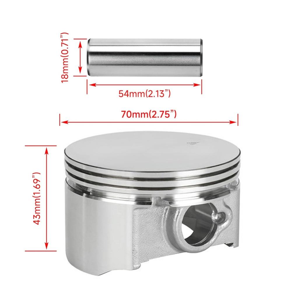 70mm Flat Top Piston Kit for Predator 212 224cc For GX160 For GX200 Engine Replacement for Powersport Applications