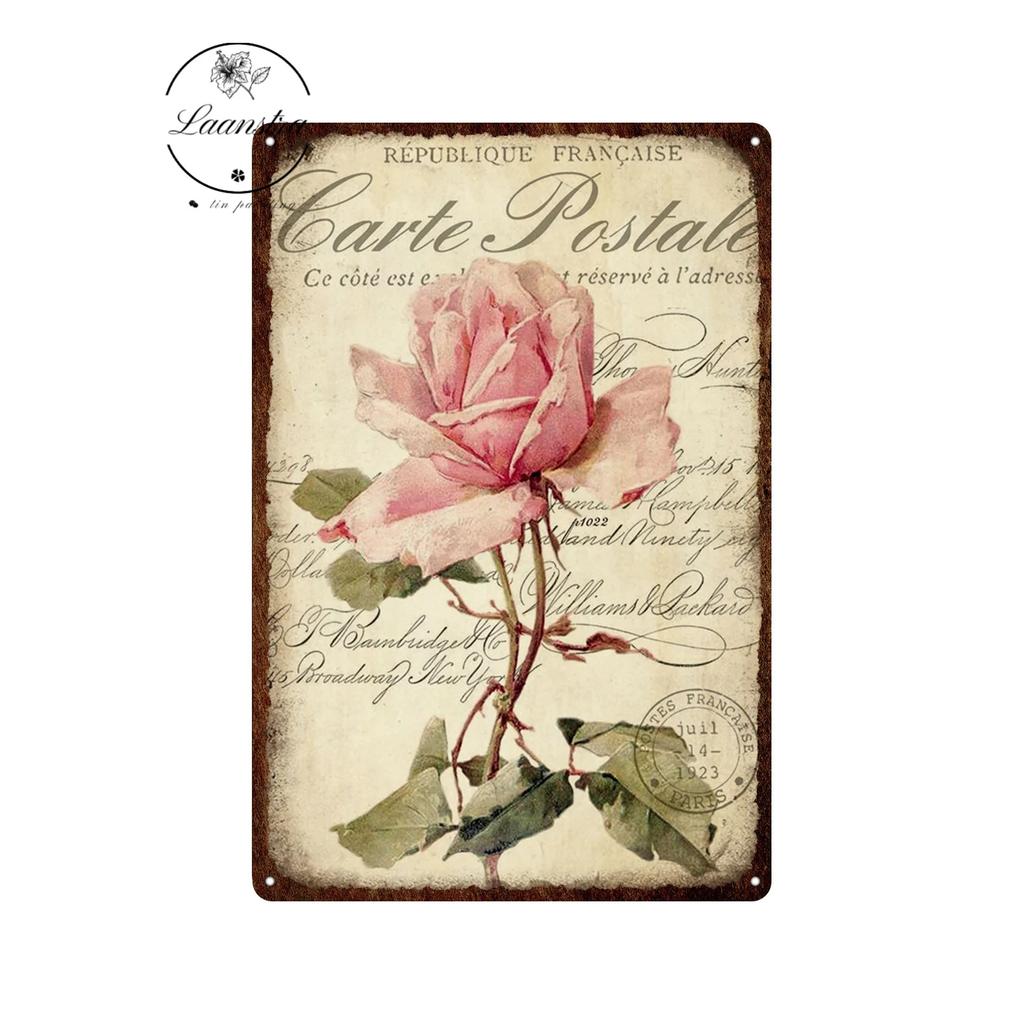 Vintage Flowers Rose Picture Metal Plaque Tin Signs Plate Wall Decor Art Iron Posters Man Cave Bar Club Garden Decoration Poster