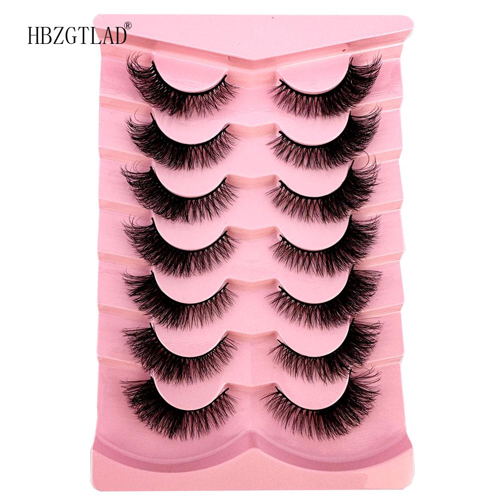 NEU 7 Paar Katzenaugen-Wimpern 3D Natürliche falsche Wimpern 5d Flauschige weiche Kreuz-Manga-Wimpern Wispy Natürliche Wimpernverlängerung Make-up