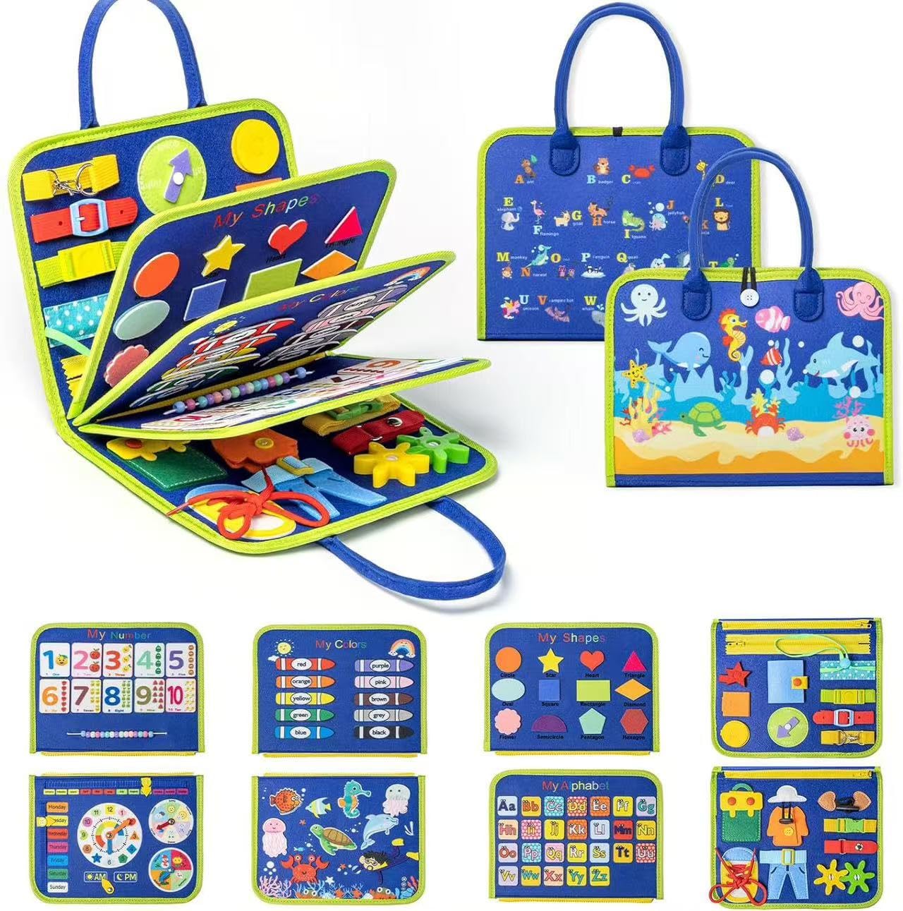 

Montessori Busy Board Threading 1st Birthday Ages Preschool Entry Cloth Picture Busy Dressing Educational Finger Developmental Five Senses Felt синий