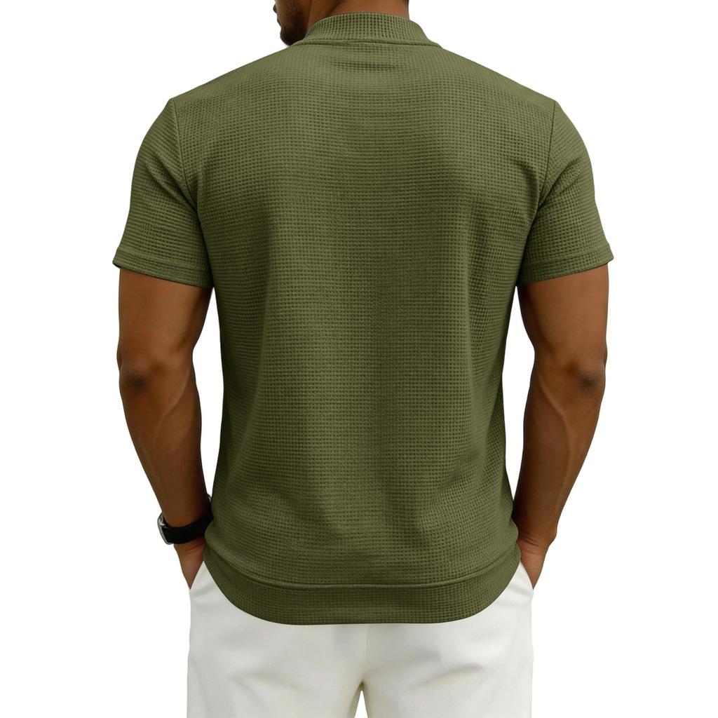 Men's Slim, Lightweight And Breathable Sports Zipper Shirt - Men's American- Casual Short-sleeved Top