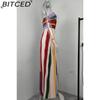BITCED Summer Women's Fashion Print Sleeveless Halter Neck High-Waisted Long-Line Full-Skirted Dress