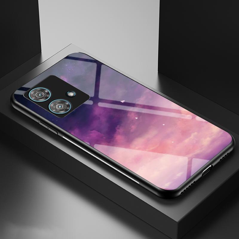 

For Motorola Edge 40 Neo 5G Anti-Scratch Case Tempered Glass+PC+TPU Starry Sky Pattern Phone Shell Dream Starry Sky