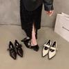 French Black Pointed Single Shoes Women's Shoes 2025 New Spring, Autumn and Winter Medium and High Heels Evening Shoes Mary Jane Small Leather Shoes