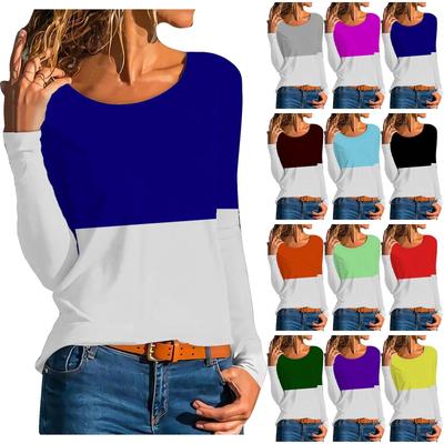 Moda damska Casual Temperament Okrągły kołnierzyk Dopasowana kolorystycznie drukowana bluzka z długim rękawem