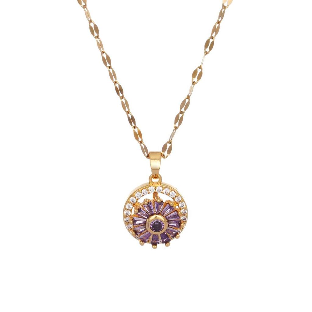 Lucky Wheel Rotating Zircon Pendant Necklace for Women – Fashion Design High-End Clavicle Chain