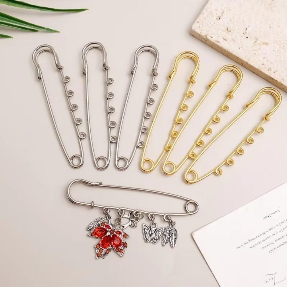 Silver Safety Brooch Pins Multi Holes Connectors Findings Accessories Brooch With Holes DIY Charms Brooches
