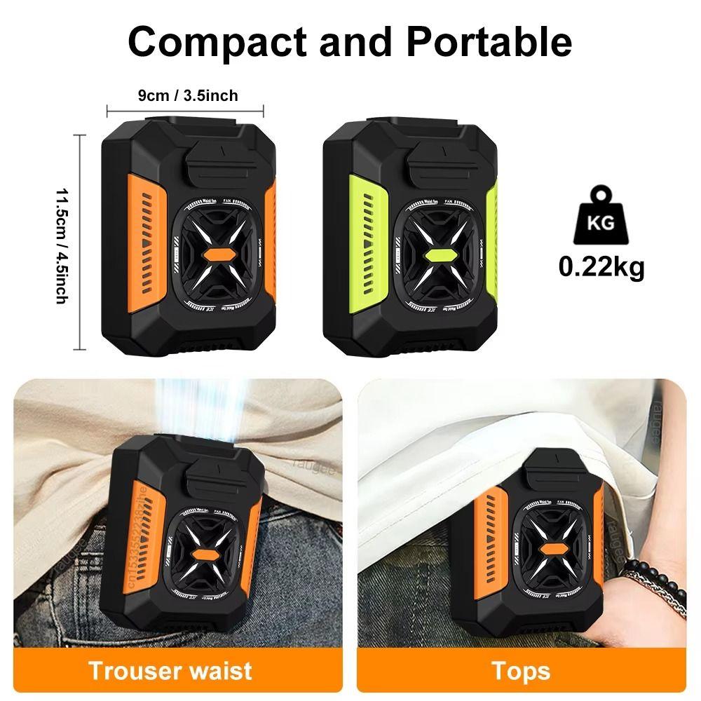 5000mAh Waist Clip On Fan Power Bank Mini Electric Fans Waist Mounted Fan Construction Site