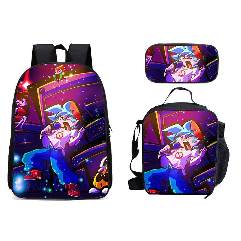 New Friday Night Funkin Backpack Three Piece Set Black Friday Korean Version Student Backpack Ice Pack Pencil Case Dropshipping