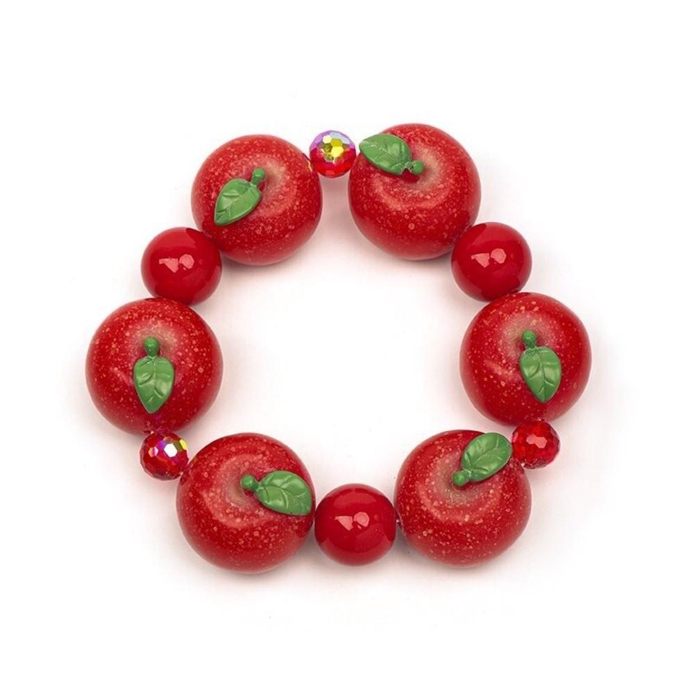 Colorful 3D Fruit Elastic Bangle Resin Exaggerated Bracelet Unique Beaded Bracelet  Women