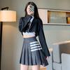 Pleated Skirt Women's Four Bars Gray Autumn and Winter Super Short Half-length A-word Skirt
