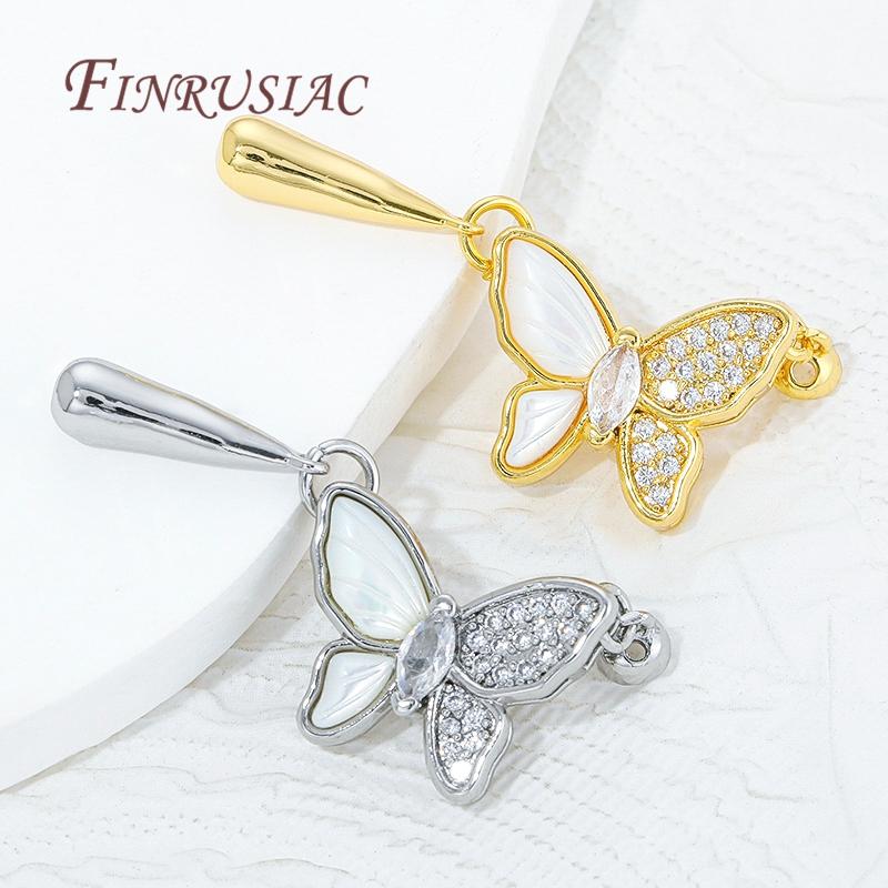 1 Pcs 18K Gold Plated Brass with Zircon Butterfly Clasps For Jewelry Making,Clasps For Bracelet Accessories,Pearl Clasp Necklace