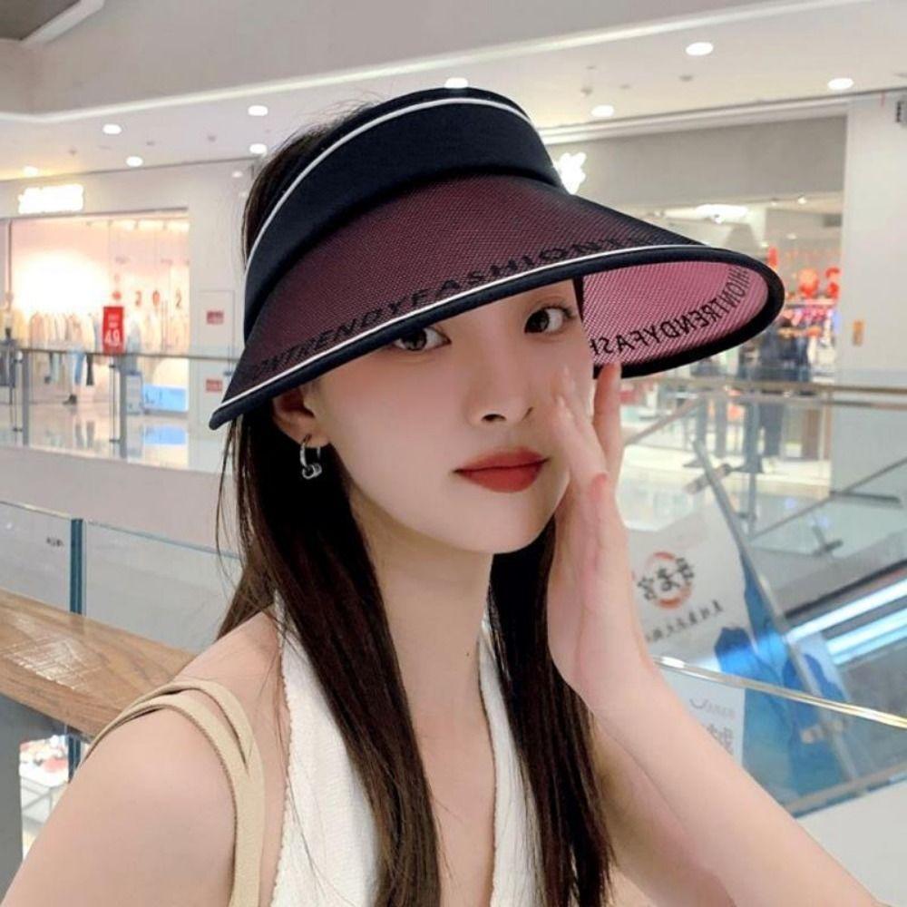 Anti-UV UV Protection Empty Top Visor Large Brim Lightweight Sun Protection Cap Breathable Korean Style Sunshade Cap for Summer