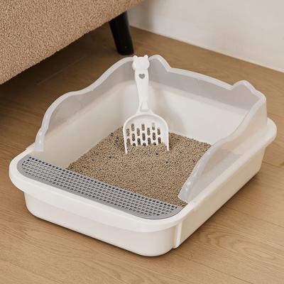 For  Capacity Semi-Enclosed Cat Litter Box Pet Toilet Splash-Proof Design Lightweight And Sturdy Pet Sandbox With Sc