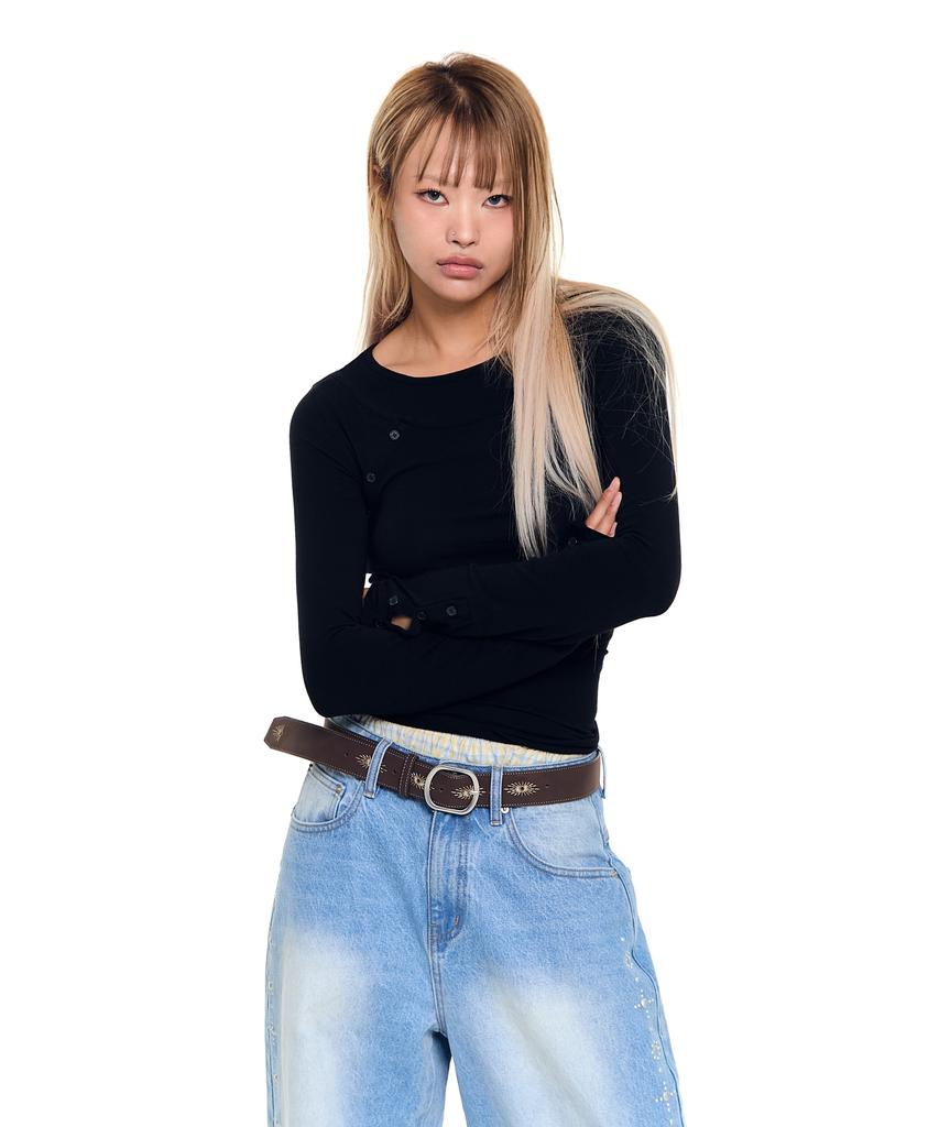 AAKAM Needlework Studded Belt (Brown)
