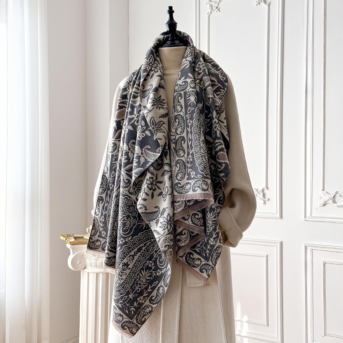 

Роскошный зимний шарф из искусственного кашемира для женщин, дизайнерский, теплый, пашмина, одеяло, пончо, шарфы, женская шаль, толстый фуляр, буфанда