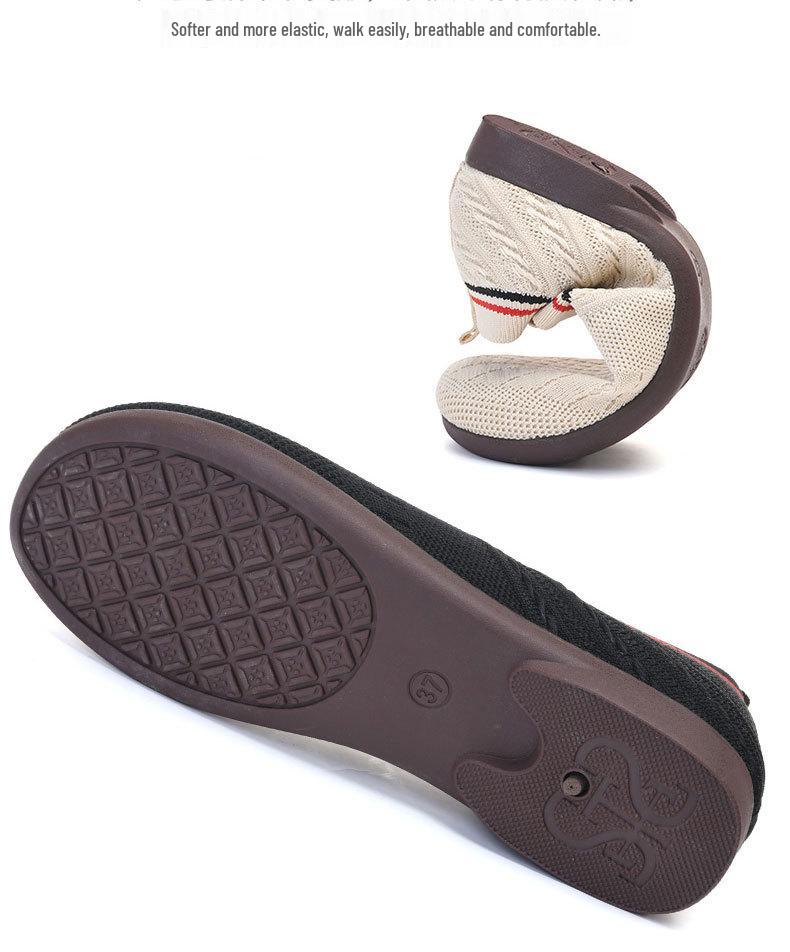 Spring/Summer 2025 Women's Fashion Slip-on Flat Bottom Breathable Shoes for Middle-Aged & Elderly