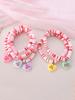 5Pcs Pink Polymer Clay Beads Beaded Bracelet Sweet and Cute Candy Colored Heart Pendant Bracelet for Holiday Women Gifts Daily Wear