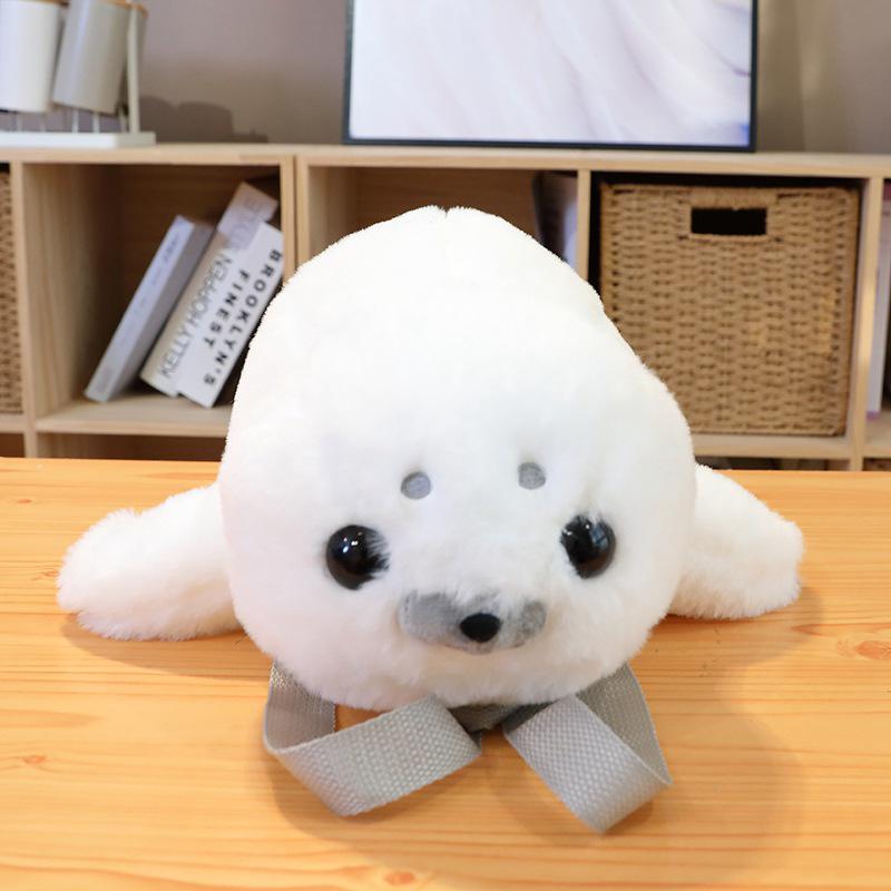 

Seal Plush Toy Backpack - Oceanarium Souvenir Gift for Girls 38cm белый