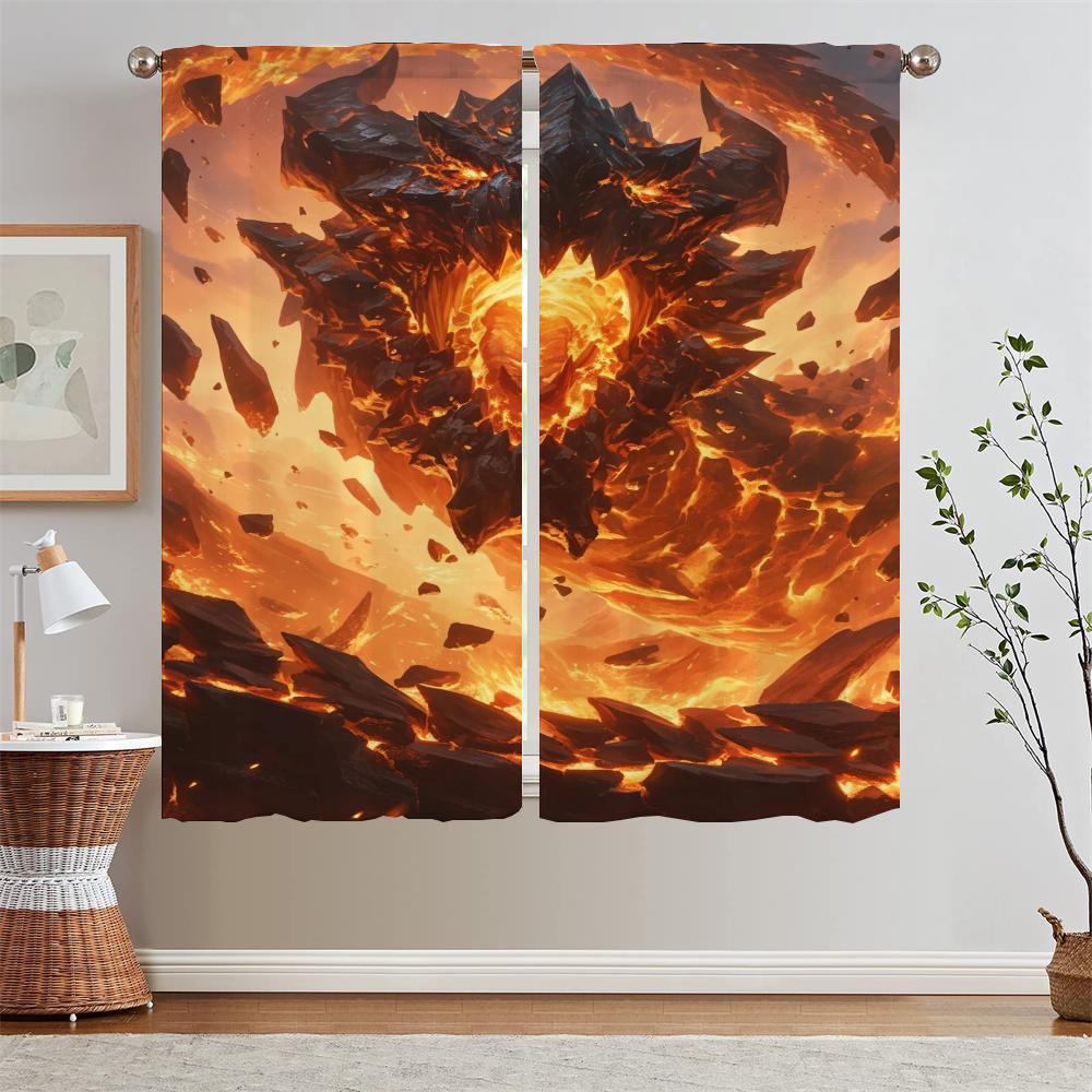 

Play Lava Troll Кухонные шторы 2 шт. Оконные шторы для гостиной Дешевые вещи с бесплатной доставкой для дома Жалюзи Кудри W50xH70cmx2pcs-CL