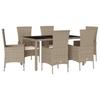 VidaXL Ensemble à Manger de Jardin avec Coussins 7 pcs, Table de Terrasse, Meubles de Patio, Mobilier d'Extérieur, Beige 3277572